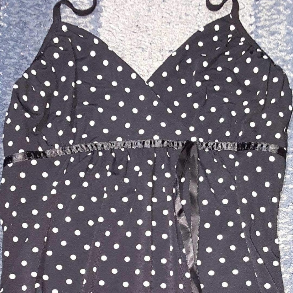 Solid black white polka dot tunic tank